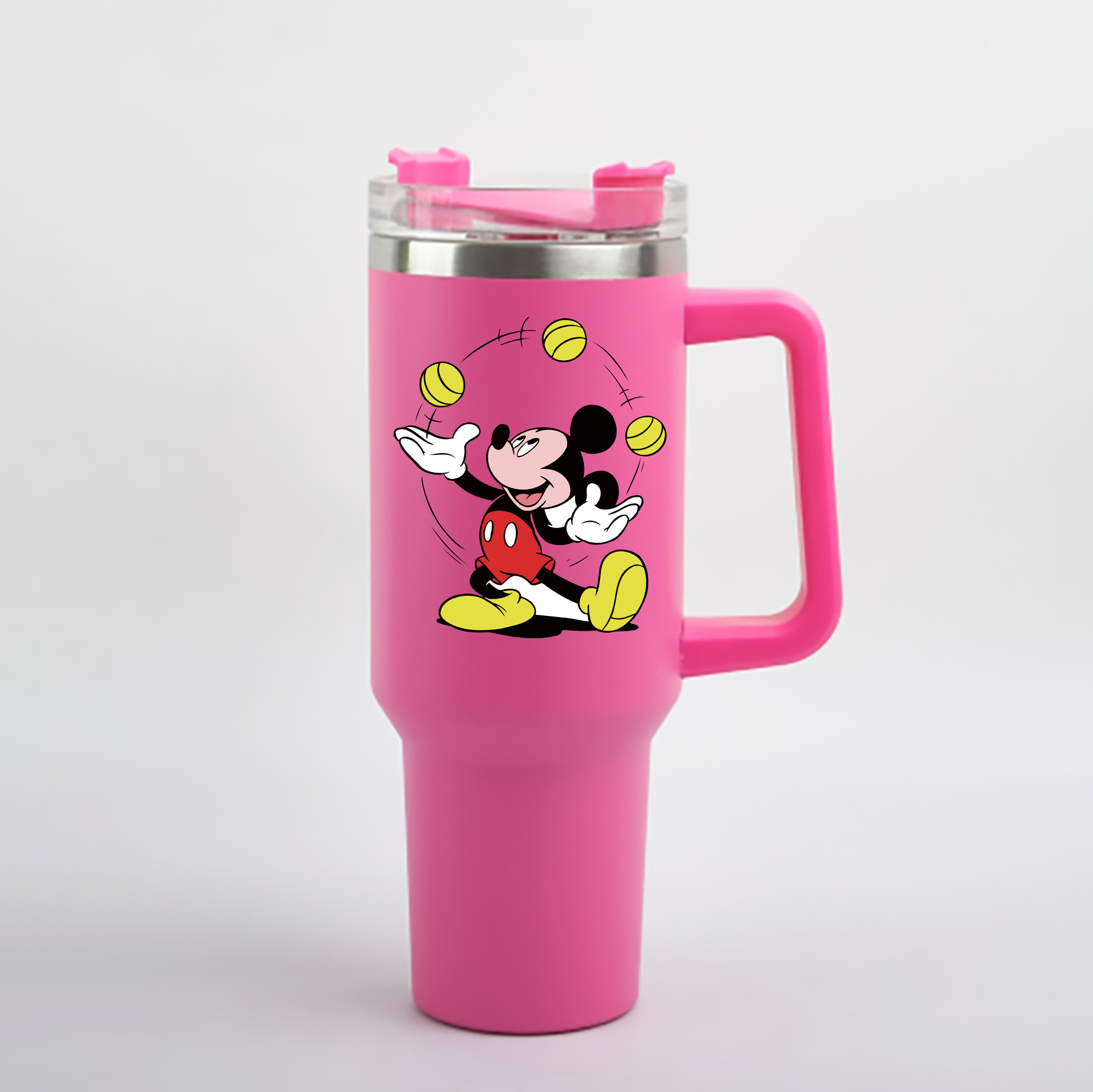 （画像用） ミッキーマウス Mickey Mouse 1200mL車用タンブラー - クリスタルステッカー（プラスチックストロー付き）
